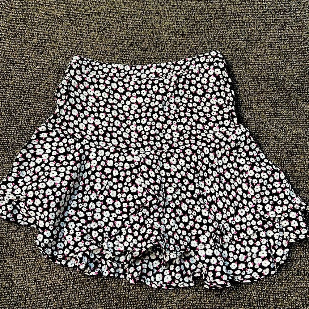 Black with floral print skort